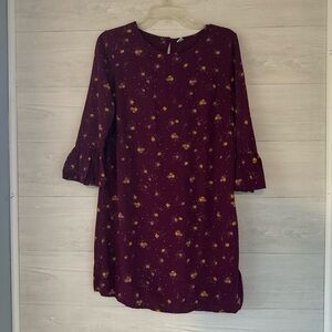 Old Navy Women’s Long Sleeve Burgundy Floral Casual Dress Size MEDIUM
